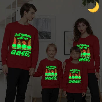 Рождественские семейные футболки, светящиеся, подвешенные к семейной толстовке My Gnomies
