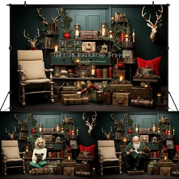 Рождественские Фоны для комнаты Дедов Морозов Реквизит для детской фотосъемки Декоры для фотосессий для детей и взрослых Фон рабочего места с Рождественским Оленем