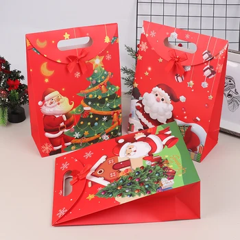 Рождественский бант Подарочная коробка Коробка конфет Подарочный пакет конфет Портативная Подарочная коробка-компаньон с откидной крышкой Домашние Новогодние Принадлежности для праздников
