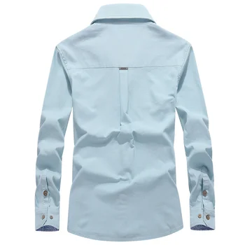 Рубашка в стиле милитари, мужские весенне-осенние повседневные рубашки из хлопка и льна с длинным рукавом, однотонные, большие размеры S-4XL, домашняя сорочка