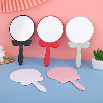 Ручное пластиковое зеркало для макияжа, круглый туалетный столик, креативная ручка, ABS, женские аксессуары для макияжа оптом, 12*21,5 см
