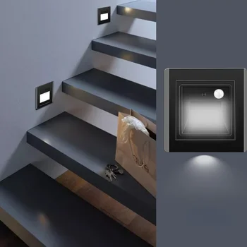 Светодиодные лестничные фонари Датчик движения для лестниц Внутреннее светодиодное лестничное освещение Инфракрасный индукционный напольный светильник Настенный встраиваемый