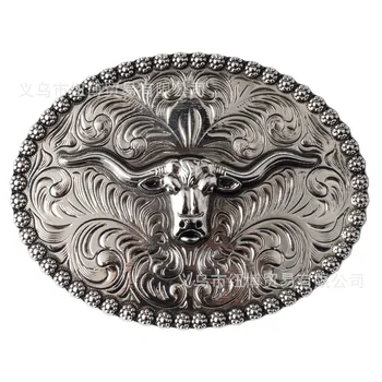 Серебряная пряжка для ремня с головой коровы в стиле ретро в западном джинсовом стиле