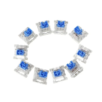 Синие переключатели для механической клавиатуры Gateron, совместимые с Cherry MX, белый низ, синий 10 штук