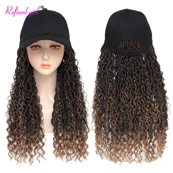 Синтетический искусственный парик Locs Braid с вьющимися концами, заплетающий волосы в шляпу, Богиня реки Locs, Плетеный парик, бейсболка, парики для чернокожей женщины