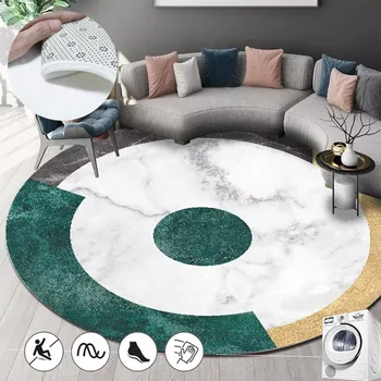 Скандинавский геометрический коврик для домашнего декора, современные круглые ковры для гостиной, Нескользящие Мягкие коврики для гардероба, Новый фланелевый коврик для спальни