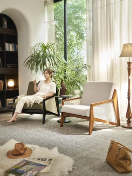 Скандинавское винтажное кресло для отдыха, одноместный диван для семьи, кресло для гостиной, Удобные высококачественные плетеные стулья из ротанга