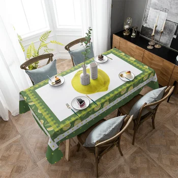 Скатерти в горошек с лимонными фруктами для обеденного стола, водонепроницаемое прямоугольное покрытие стола для кухни, гостиной