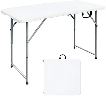 Складной столик для ног, 4 фута, складной портативный стол, маленький пластиковый столик для карточек, регулируемая высота, складной легкий столик для пикника 