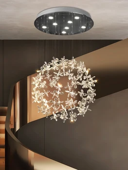 Современная потолочная люстра для спальни, гостиной с хрустальным светом, роскошная круглая люстра для ресторана, светодиодный светильник