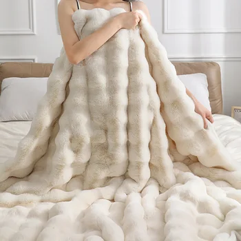 Современная простота Одеяло из искусственного меха на зиму, роскошное тепло, удобные одеяла для кровати, домашний отель, высококачественное теплое одеяло для дивана