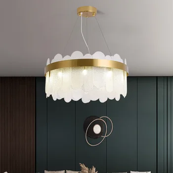 Современный Подвесной светильник из светодиодного стекла с хрустальным блеском, Скандинавские Круглые Люстры для гостиной, ресторана, внутреннего потолочного освещения