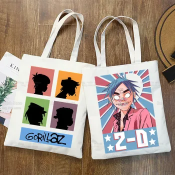 Сумка для покупок Gorillaz Rock Ulzzang, холщовая сумка с принтом в стиле современной музыки, граффити, сумки, женская сумка, сумки через плечо в стиле харадзюку
