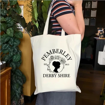 Сумка-тоут Pemberley, холщовая сумка для покупок, эстетическая литературная женская повседневная сумка для фильмов, Подарок любителю книг