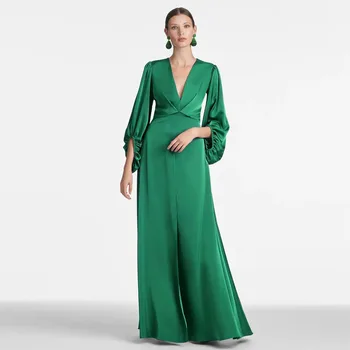 Темно-зеленые Атласные Шифоновые Элегантные Платья для Матери Невесты Размера Плюс для Свадеб Robe De soiree, Вечерние Платья для Вечеринок