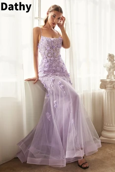 Темно-фиолетовая наклейка Русалка Сексуальное итальянское вечернее платье с ремешком в виде лапши вечернее платье с 3D цветком Роскошное вечернее платье 2023