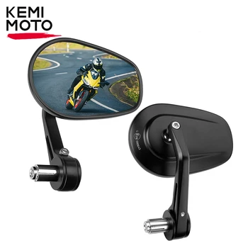Торцевое Зеркало Руля Мотоцикла KEMiMOTO 7/8 Дюйма 22 мм, Зеркало На Руле E24-mark Универсальное для BMW, Торцевое Боковое Зеркало заднего Вида