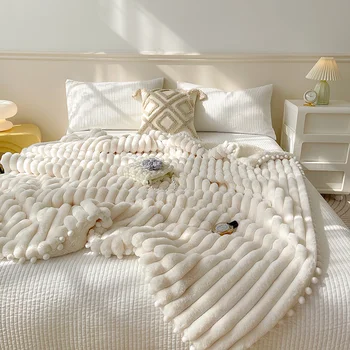 Тосканский искусственный мех кролика, осенне-зимнее теплое одеяло, роскошное утяжеленное одеяло из искусственной овечьей шерсти, Мягкое Уютное Тепло, Одеяла для диванов