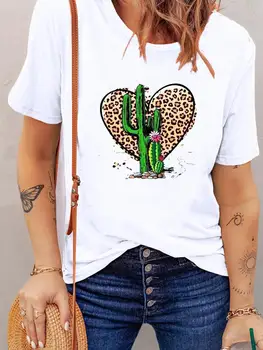 Трендовая одежда с цветами кактуса, топ с коротким рукавом, женская модная летняя одежда, футболка с принтом, Базовая футболка, графические футболки