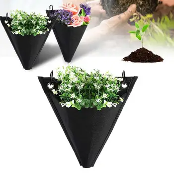 Треугольный цветочный горшок, садовые подвесные сумки для посадки растений, вертикальные сумки из войлочной ткани для питомников, сумка для выращивания растений для защиты окружающей среды