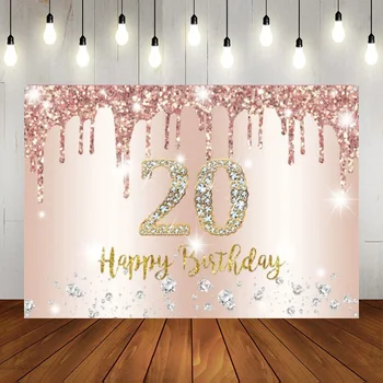Украшение фона для вечеринки по случаю 20-летия с Мерцающим Розовым бриллиантом На фоне Фотобудки Двадцатилетней Давности