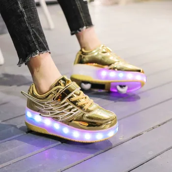 Уличная обувь для паркура, катания на роликовых коньках, Спорт для детей, Мальчиков и девочек, USB-зарядка, светящиеся повседневные кроссовки Со светодиодными колесами