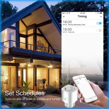Умная розетка EU WiFi с функцией контроля питания Tuya / APP Remote Control Smart Socket Работает с Alexa Home