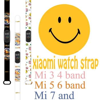 Умный браслет со смайликом для Xiaomi Mi Band 5 6 Спортивный ремешок для часов Силиконовый ремешок для xiaomi mi band 3 4 браслет Mi 7 Ремешок