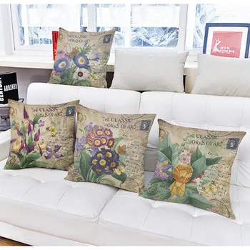 Фиолетовая подушка с принтом Лаванды и Розы, Хлопчатобумажные льняные подушки, украшение для дома, Наволочка для автомобильного кресла.