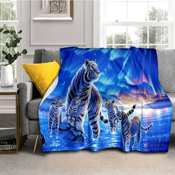 Фланелевое одеяло Tiger Creativity с рисунком животных, супер мягкое, уютное, теплое, легкое, для кемпинга, детей, взрослых