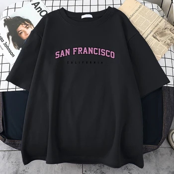 Футболка с надписью San Francisco California, мужская винтажная уличная футболка, уличные футболки с круглым вырезом, модная одежда Kawaii, мужская одежда