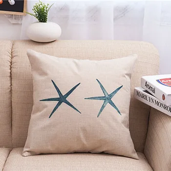 Хлопчатобумажная льняная подушка Blue Starfish 45X45 см, чехол для поясной подушки, кресло для гостиной, диван