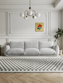 Художественный диван из ткани French Cream Breeze, гостиная, три сиденья, прямой ряд, простой хлебный диван