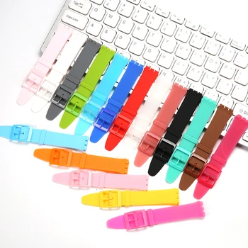 Цветной силиконовый ремешок для часов Swatch с водонепроницаемым ремешком 16 мм, женский детский браслет, аксессуары для часов