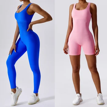 Цельный комбинезон в рубчик, Боди 2023, женские комплекты для йоги, Бесшовная Женская спортивная одежда для тренировок, спортивная одежда для фитнеса, комбинезон