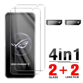 Чехол из закаленного Стекла 4в1 Для Asus ROG Phone 7, Защитная Пленка для экрана Asus ROG Phone 7 Phone7, Защитная пленка Для объектива камеры размером 6,78 дюйма