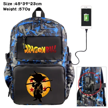 Школьные рюкзаки Dragon Ball со светящейся USB-зарядкой, черные сумки Goku для подростков, дорожные многофункциональные рюкзаки большой емкости