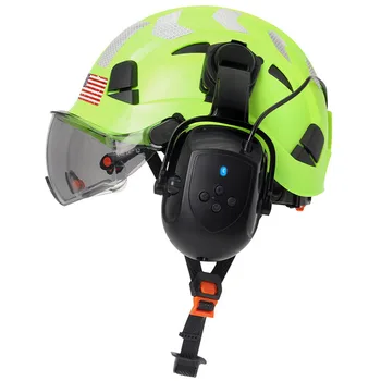 Шлем промышленной безопасности с Bluetooth 5.0 Шумоподавляющие наушники для инженера Конструкция ABS Каска с козырьками Наклейки