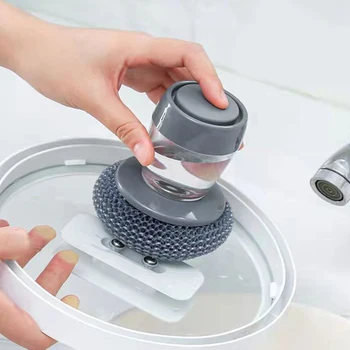 Щетка для дозирования кухонного мыла С автоматическим добавлением жидкости В кастрюлю Очиститель для посуды Нажимная щетка Для кухонных моющих средств