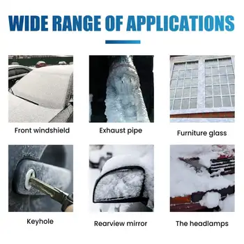 Эффективный спрей для противогололедной защиты автомобиля, 60 мл, спрей для таяния снега в автомобиле, для ветровых стекол, зеркал, средство для удаления льда, Противогололедное средство для авто