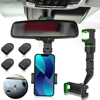 Автомобильный держатель для телефона, Многофункциональный, с возможностью поворота на 360 градусов, Автоматическое зеркало заднего вида, Подвесной зажим для сиденья, кронштейн для мобильного телефона для автомобиля