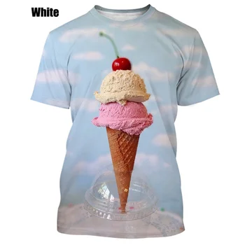 Новая футболка с 3D-принтом Мороженого, Летняя Мужская уличная мода Унисекс в стиле Хип-Хоп, Повседневная футболка в стиле Панк